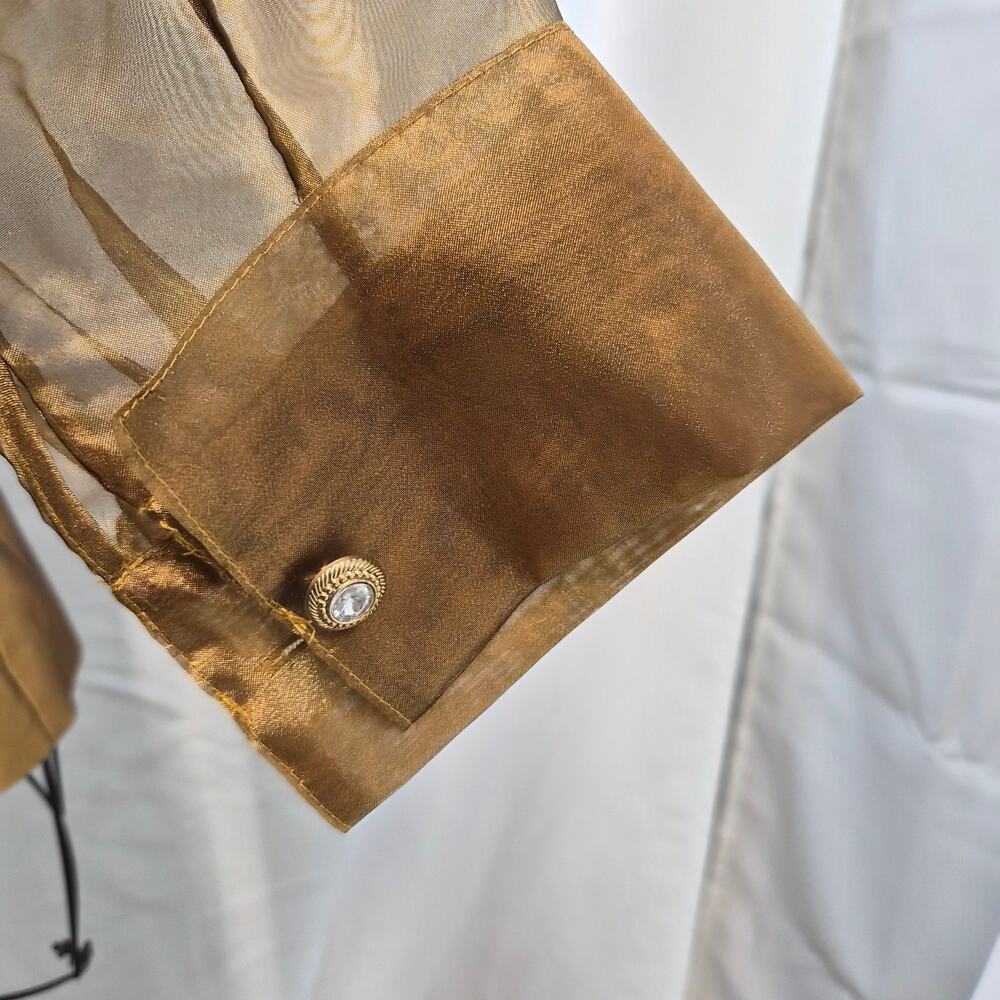 Alex EVENINGS Sheer Gold Organza Wrap Top Women's M Dressy Cocktail Formal - Picture 7 of 8